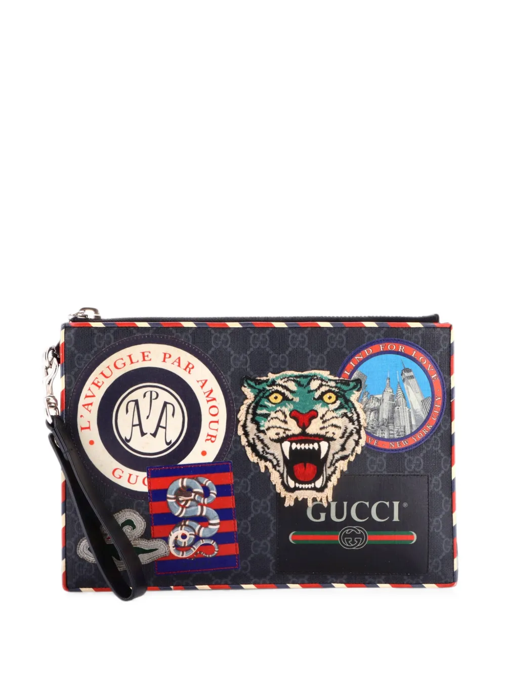 Gucci Pre-Owned Night Courrier Pouch GG Coated Canvas with Applique clutch bag - Schwarz