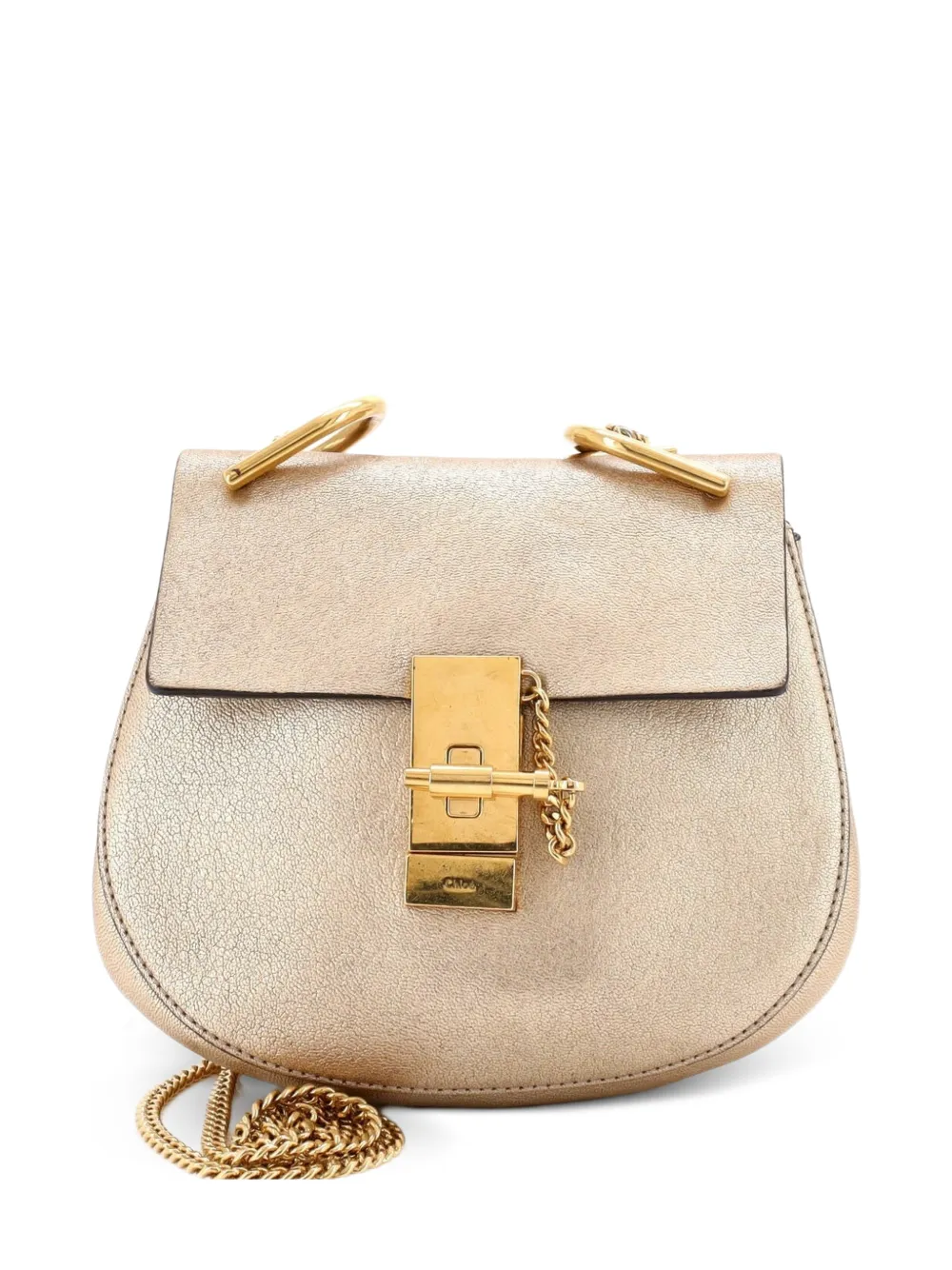 Chloé Pre-Owned Borsa a tracolla Drew mini in pelle - Oro