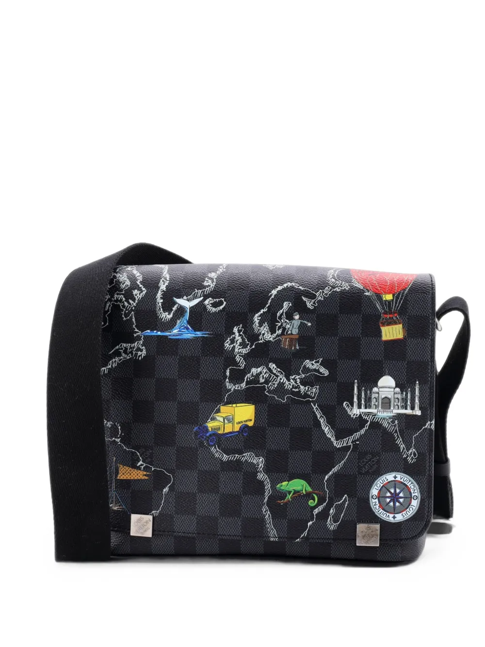Louis Vuitton Pre-Owned District NM Kuriertasche Limited Edition Renaissance Map Umhängetasche - Schwarz