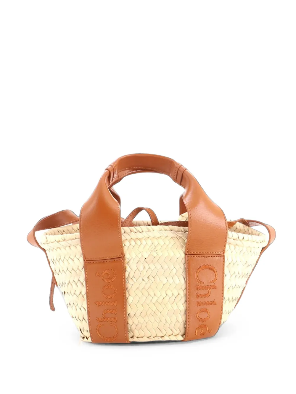 Chloé Pre-Owned Sense Basket Tote Raffia with Leather Small shoulder bag - Marrone