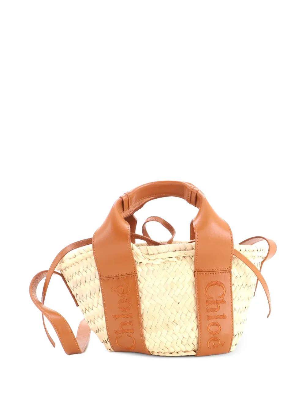 Chloé Pre-Owned Sense Basket Tote Raffia with Leather Small shoulder bag - Marrone