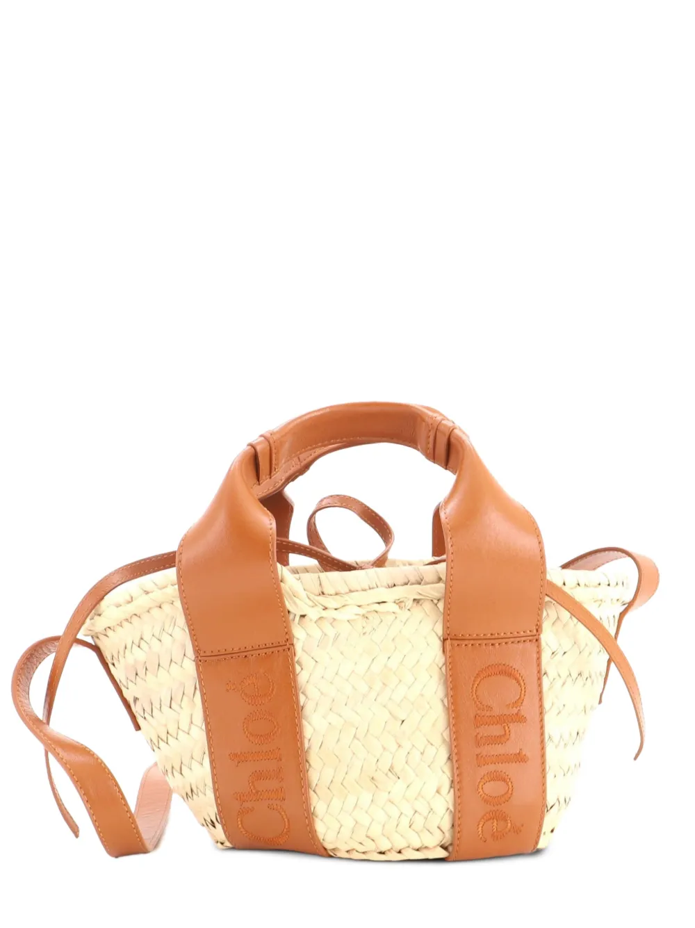 Chloé Pre-Owned Sense Basket Tote Raffia with Leather Small shoulder bag - Marrone