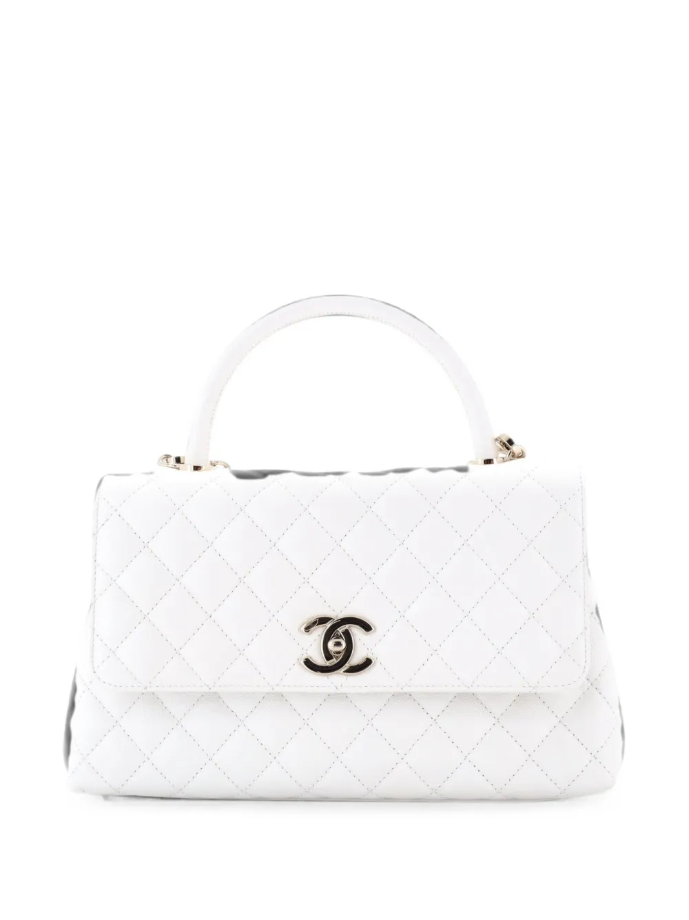 CHANEL Pre-Owned Coco Top Handle Bag Quilted Caviar Small crossbody bag - Weiß
