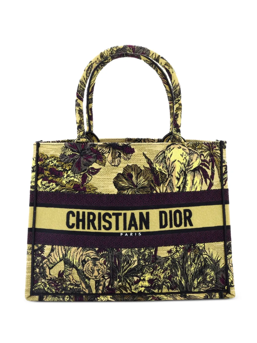 Christian Dior Pre-Owned Mittelgroße Book Tote Bag aus Canvas mit Stickerei - Gelb