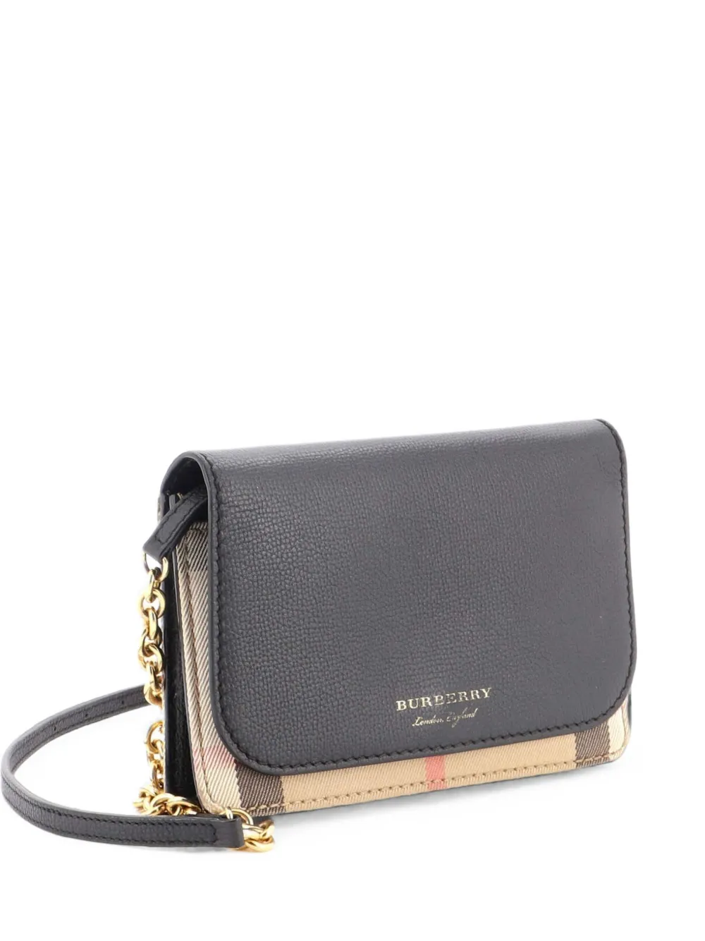 Burberry Pre-Owned Hampshire Wallet on Chain Leather and House Check Canvas crossbody bag - Schwarz
