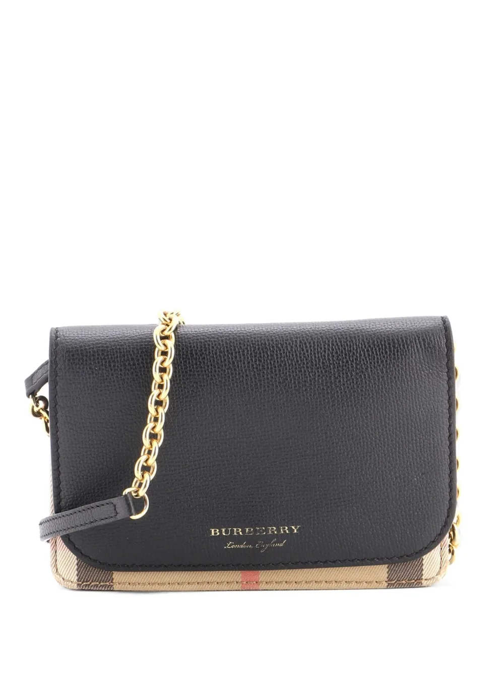Burberry Pre-Owned Hampshire Wallet on Chain Leather and House Check Canvas crossbody bag - Nero