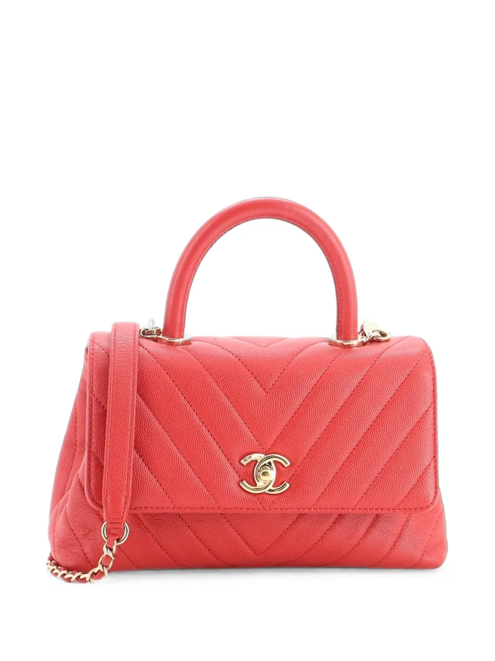 CHANEL Pre-Owned Coco Top Handle Bag Chevron Caviar Mini shoulder bag - Rot