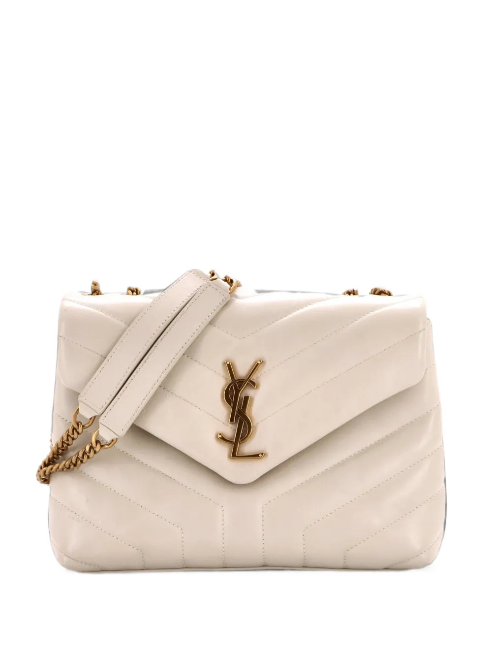 Saint Laurent Pre-Owned Loulou Matelasse Chevron Leather Small shoulder bag - Bianco