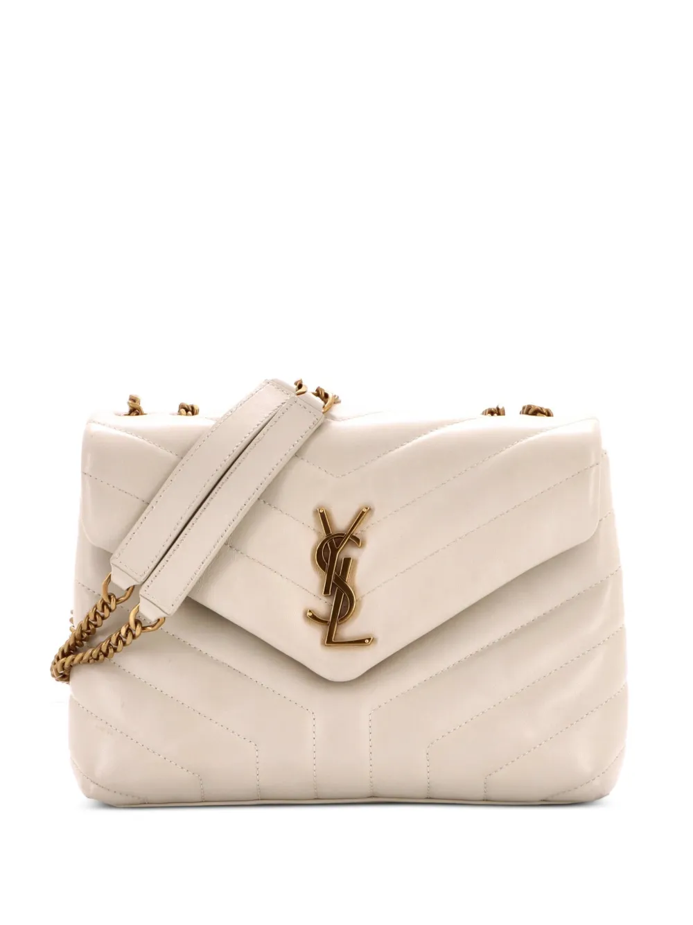 Saint Laurent Pre-Owned Loulou Matelasse Chevron Leather Small shoulder bag - Bianco