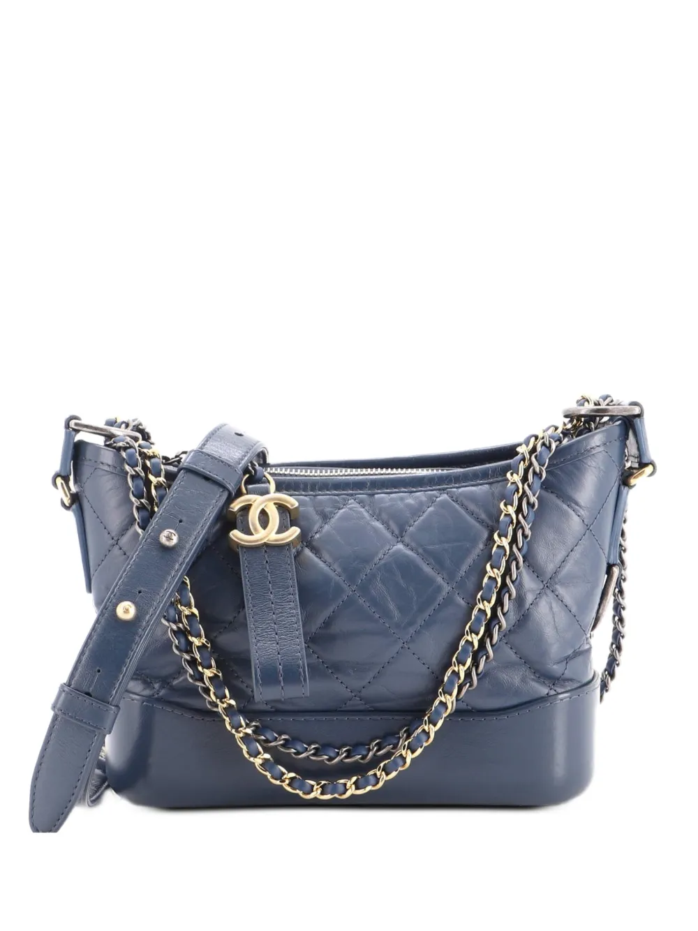 CHANEL Pre-Owned Gabrielle Quilted Aged Calfskin Small hobo bag - Blu
