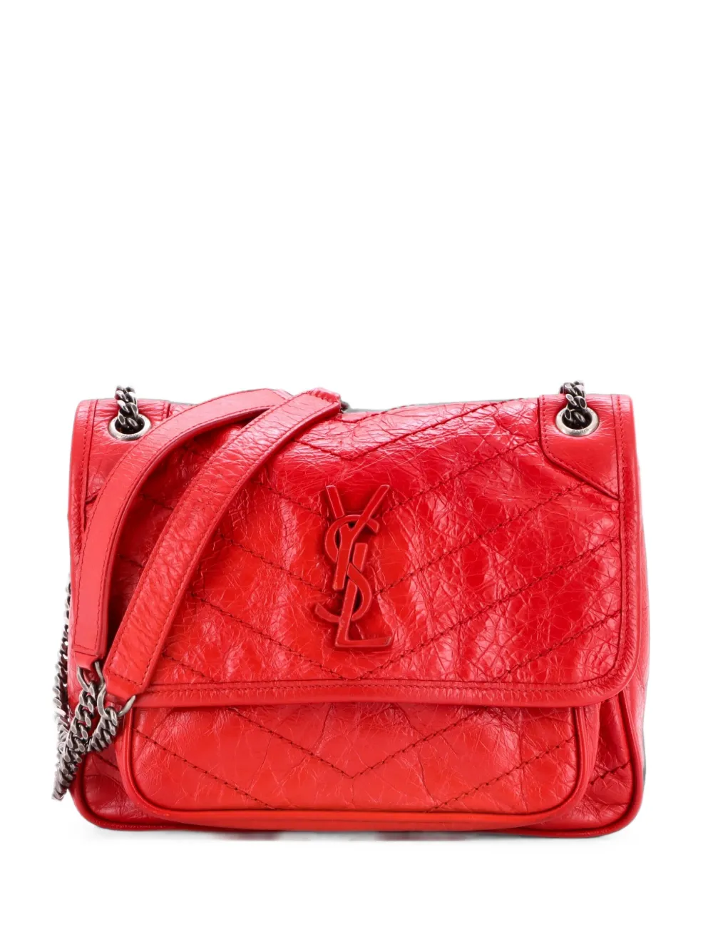 Saint Laurent Pre-Owned Niki Chain Flap Bag Matelasse Chevron Leather Baby shoulder bag - Rot