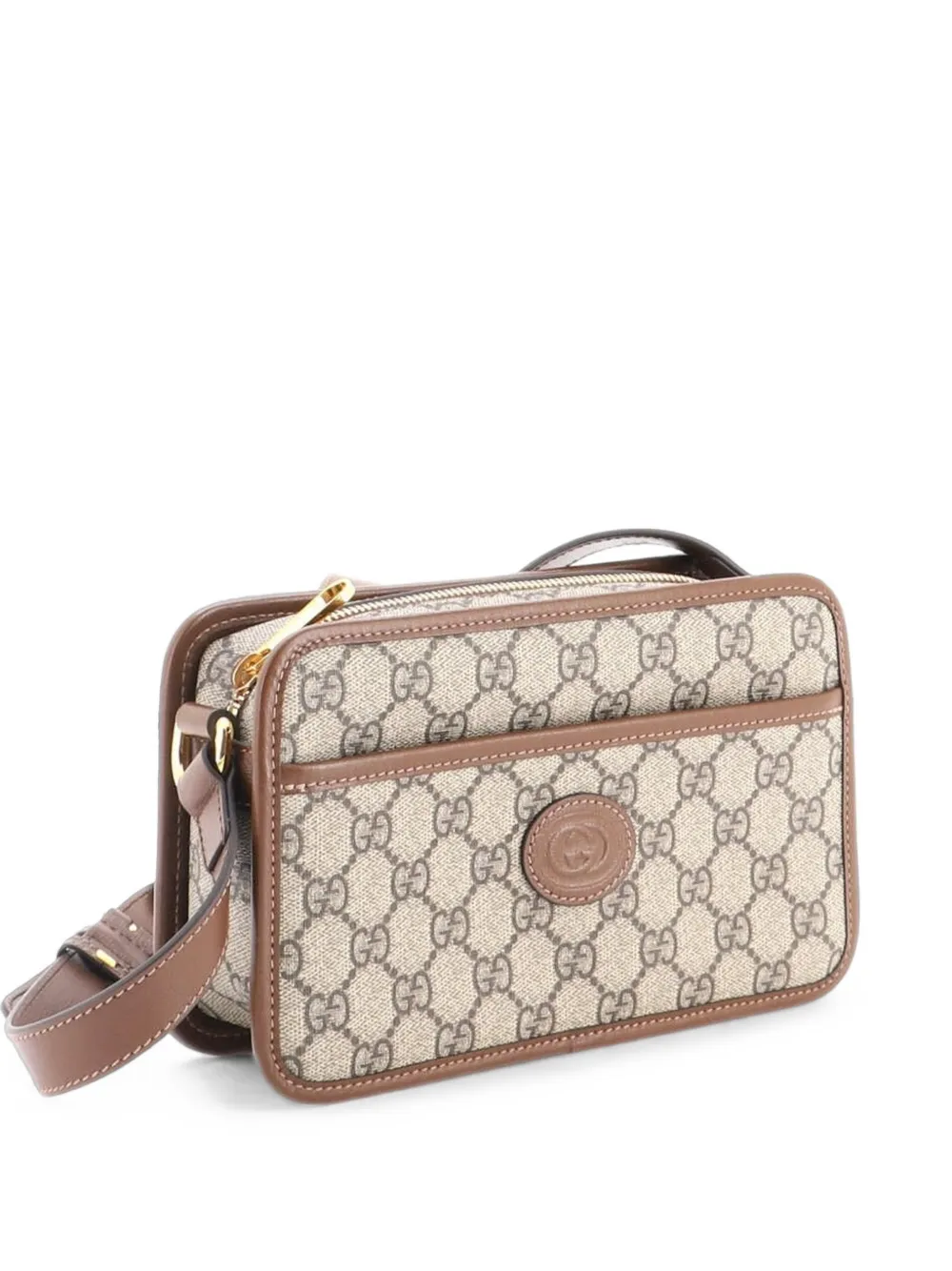 Gucci Pre-Owned Interlocking G Patch Camera Bag GG Coated Canvas Mini crossbody bag - Braun