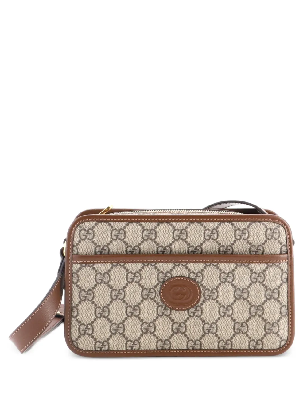 Gucci Pre-Owned Interlocking G Patch Camera Bag GG Coated Canvas Mini crossbody bag - Marrone