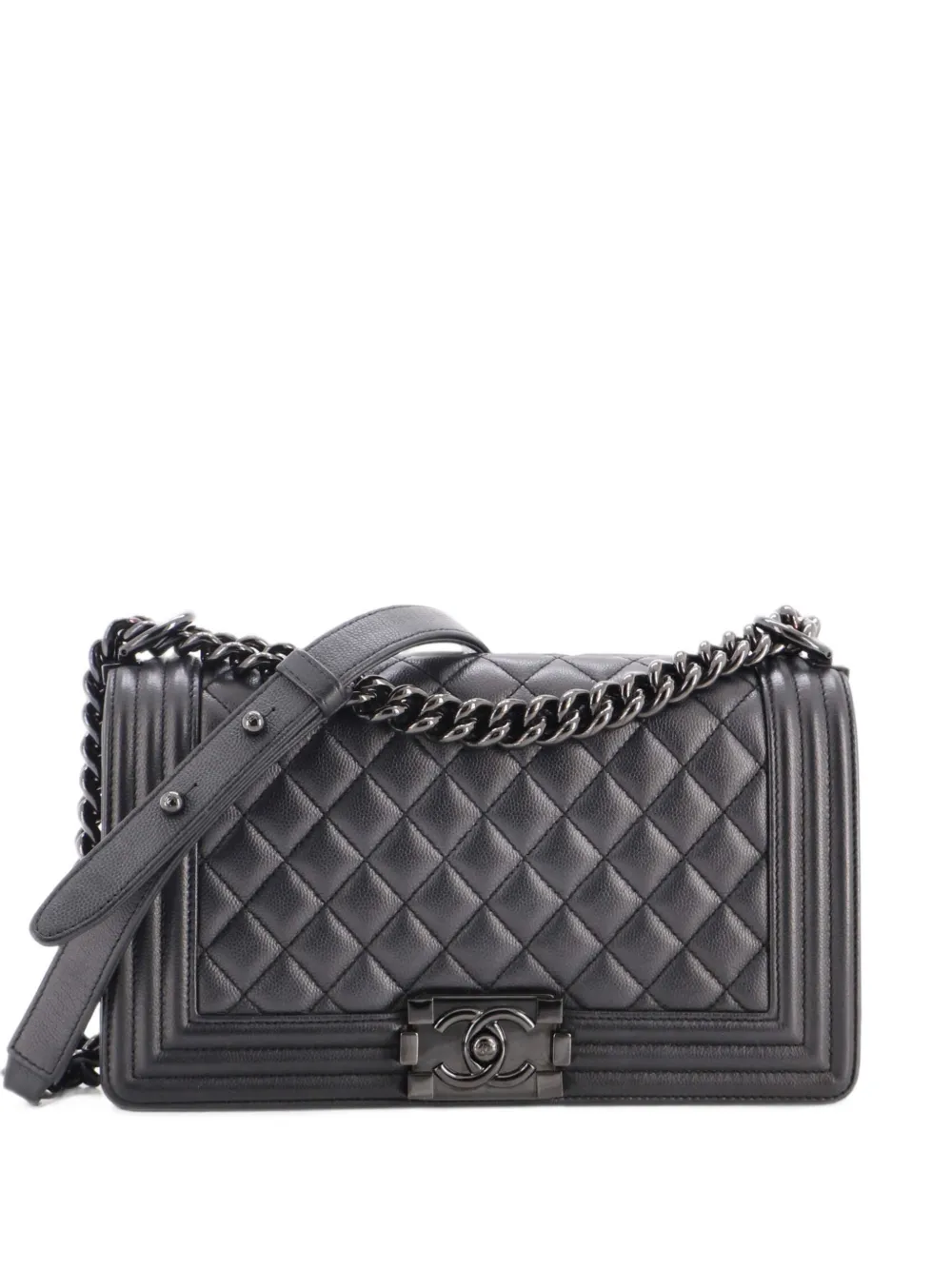 CHANEL Pre-Owned So Black Boy Flap Bag Quilted Caviar Old Medium shoulder bag - Nero