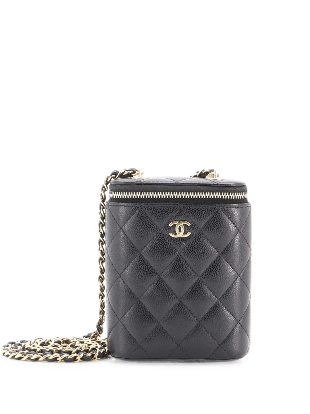 CHANEL Pre-Owned Vertical Classic Vanity Case with Chain Quilted Caviar Small shoulder bag - Schwarz