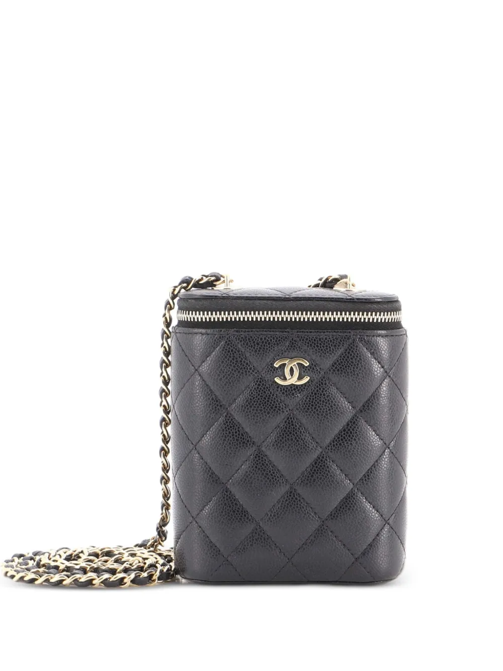 CHANEL Pre-Owned Vertical Classic Vanity Case with Chain Quilted Caviar Small shoulder bag - Nero