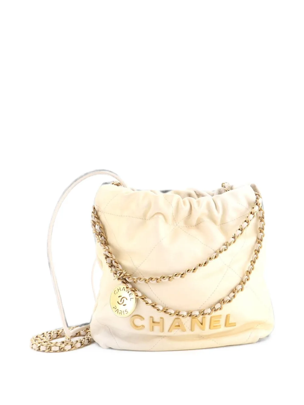 CHANEL Pre-Owned 22 Chain Hobo Quilted Shaded Calfskin Mini crossbody bag - Toni neutri