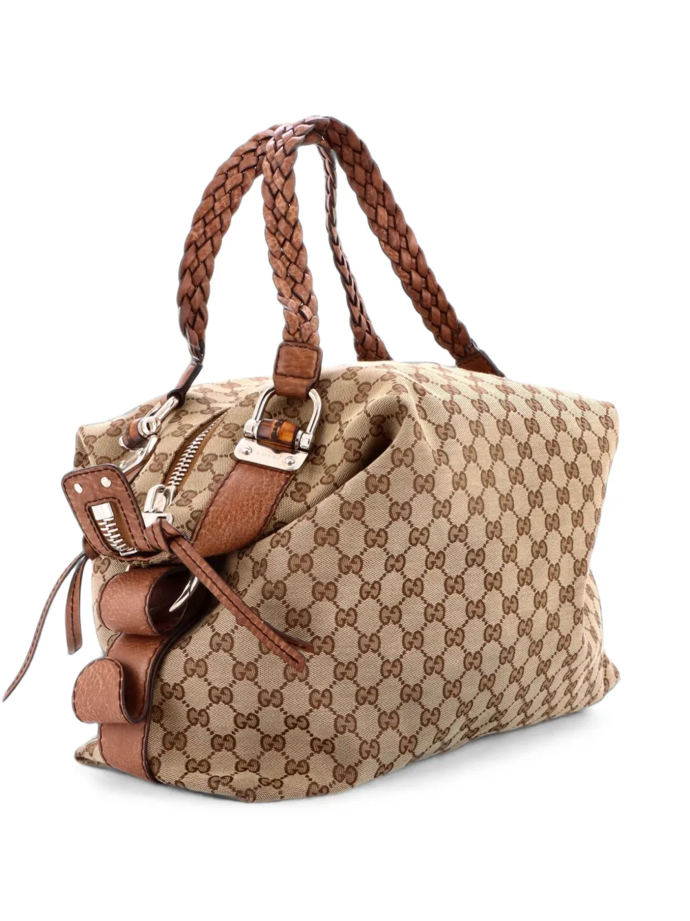 Gucci Pre-Owned Bamboo Bar Shoulder Bag GG Canvas Large tote bag - Marrone