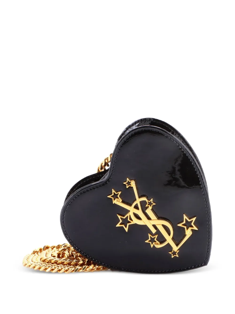 Saint Laurent Pre-Owned Love Heart Chain Bag Patent Mini shoulder bag - Nero