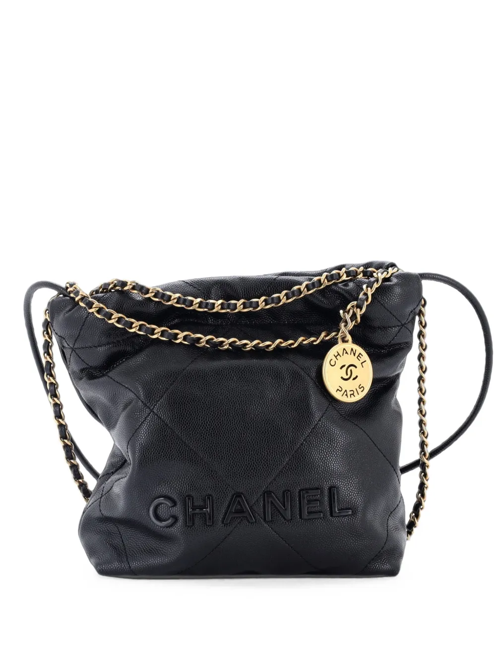 CHANEL Pre-Owned 22 Chain Quilted Caviar Mini hobo bag - Nero