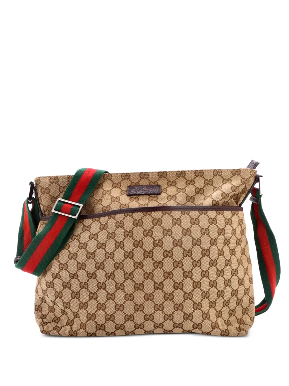 Gucci Pre-Owned Front Pocket Web Messenger GG Canvas Medium crossbody bag - Marrone