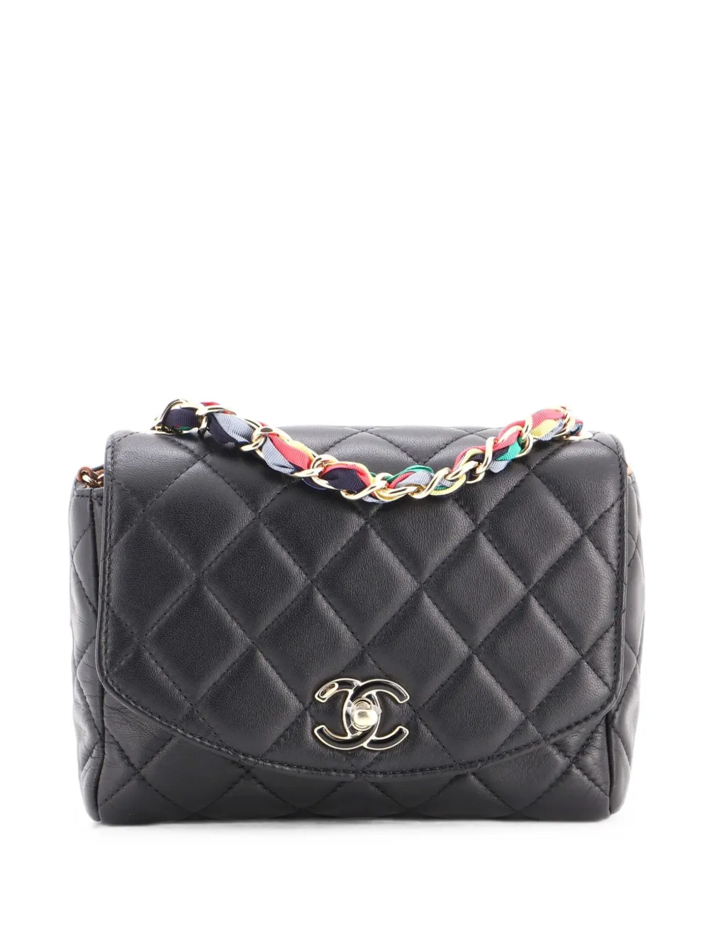 CHANEL Pre-Owned RIbbon Chain Flap Bag Quilted Lambskin Small shoulder bag - Schwarz