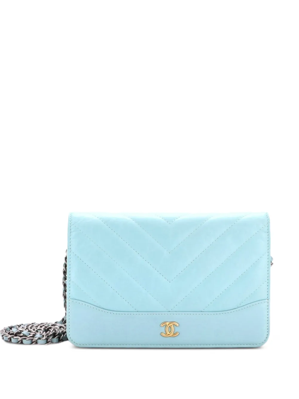 CHANEL Pre-Owned Gabrielle Wallet on Chain Chevron Aged Calfskin crossbody bag - Blu