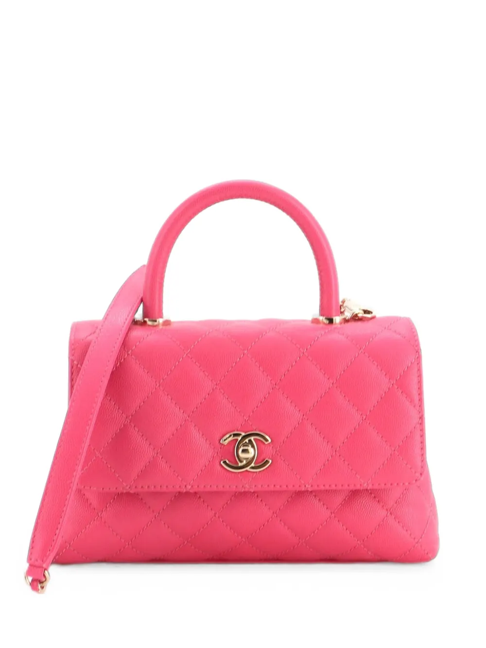 CHANEL Pre-Owned Coco Top Handle Bag Quilted Caviar Mini satchel - Rosa