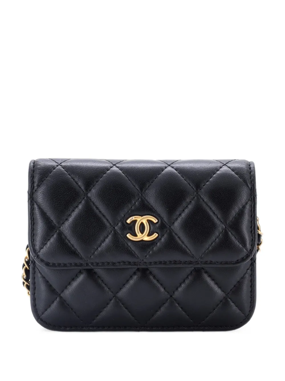 CHANEL Pre-Owned Pearl Crush Flap Clutch with Chain Quilted Lambskin Mini crossbody bag - Schwarz