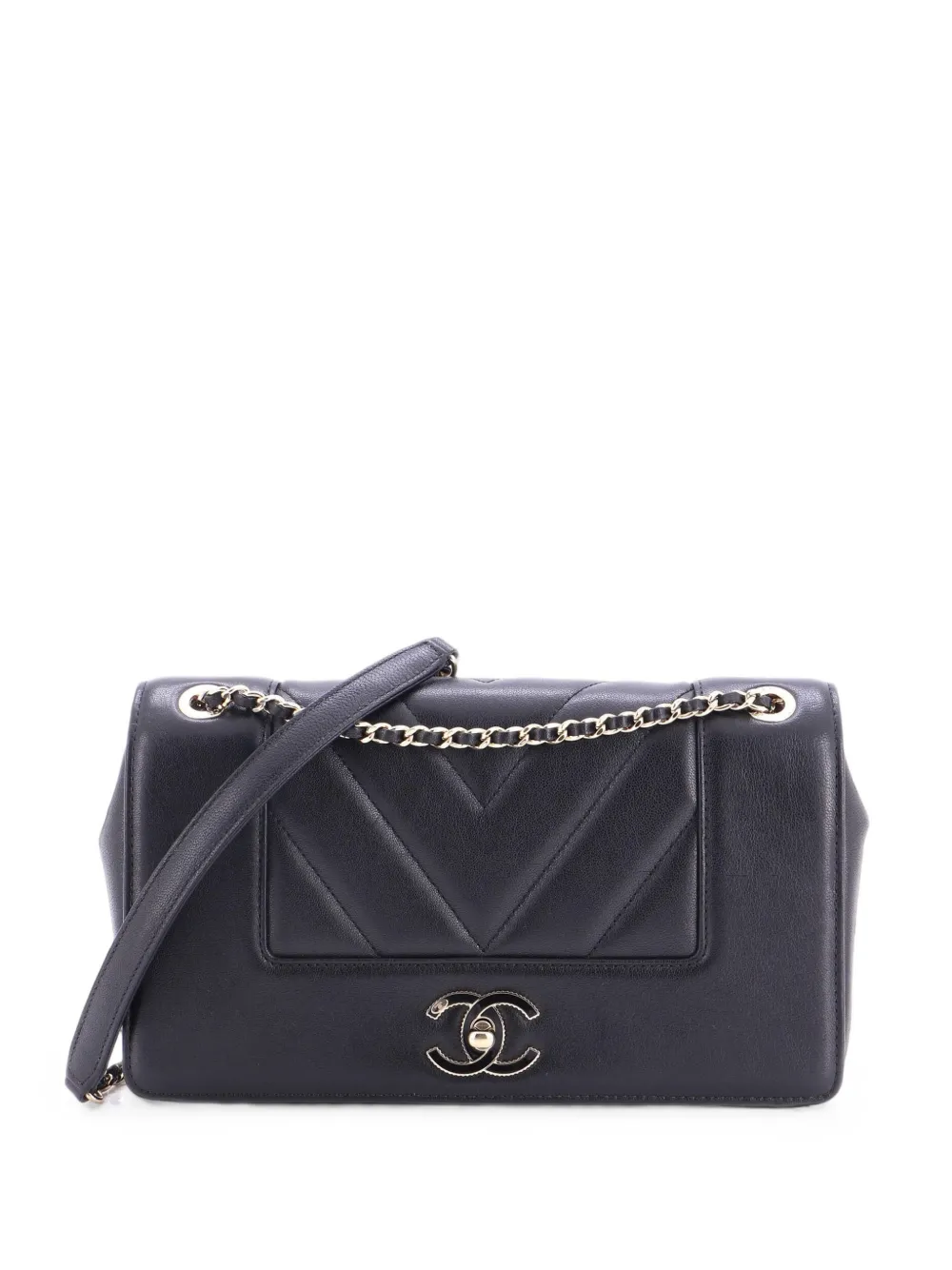 CHANEL Pre-Owned Mademoiselle Flap Bag Chevron Sheepskin Medium crossbody bag - Schwarz
