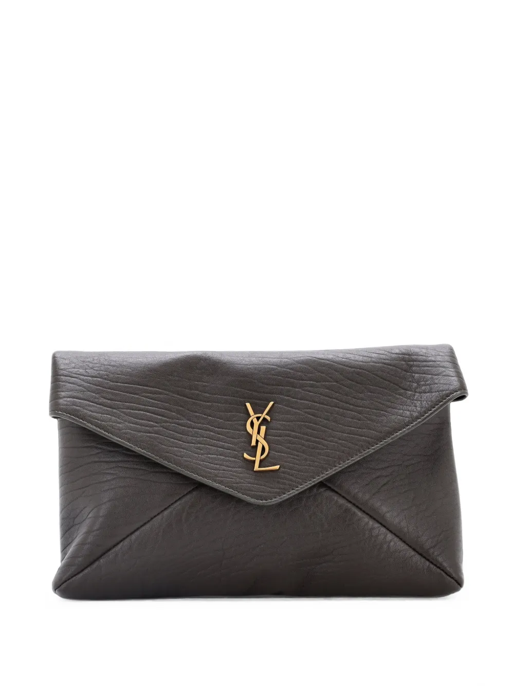 Saint Laurent Pre-Owned Cassandre Envelope Leather Large clutch bag - Braun