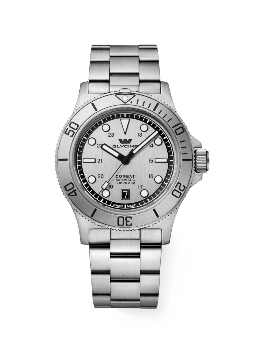 Glycine Combat Sub Sport 42mm watch - Argento