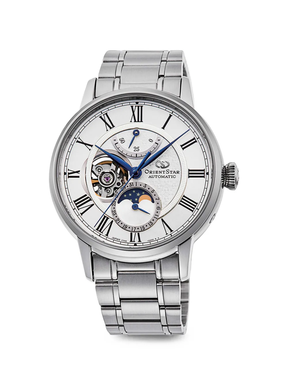 Orient M45 F7 mechanical moon-phase 41mm watch - Bianco