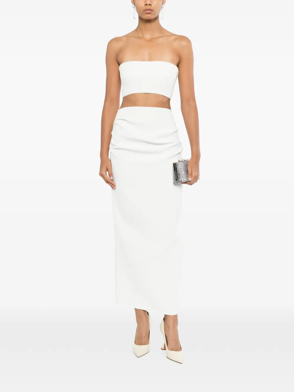 Maticevski Bonded Bandeau Blouse in White, view 2
