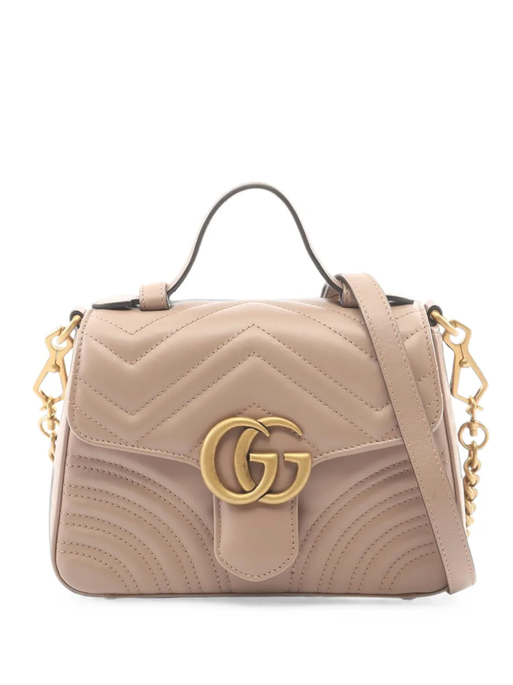 Gucci Pre-Owned 2016-2026 Mini GG Marmont Matelasse Leather Top Handle Bag satchel - Toni neutri