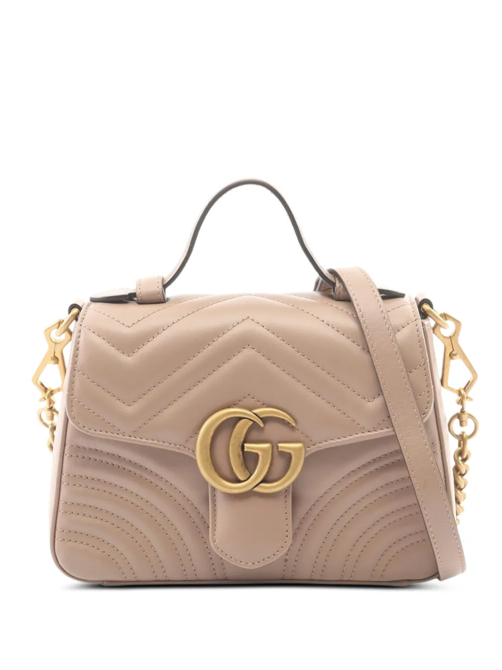 Gucci Pre-Owned 2016-2026 Mini GG Marmont Matelasse Leather Top Handle Bag satchel - Toni neutri