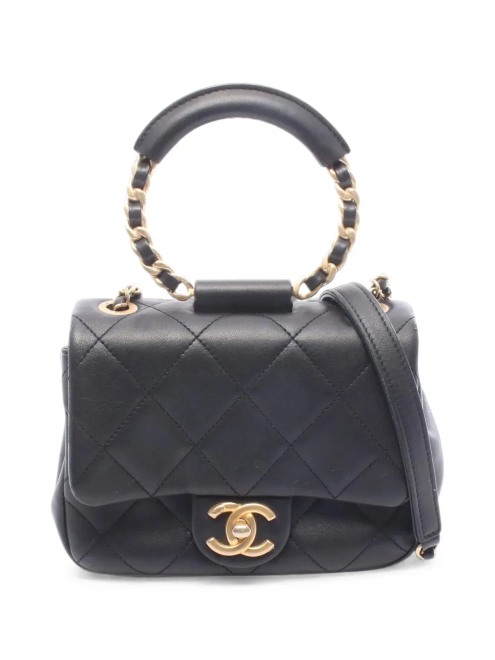 CHANEL Pre-Owned 2019 Mini Quilted Lambskin In The Loop Flap satchel - Schwarz