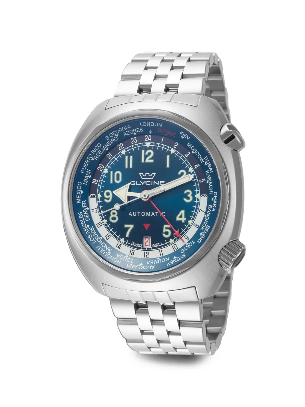 Glycine Airman SST GMT 43mm watch - Blu