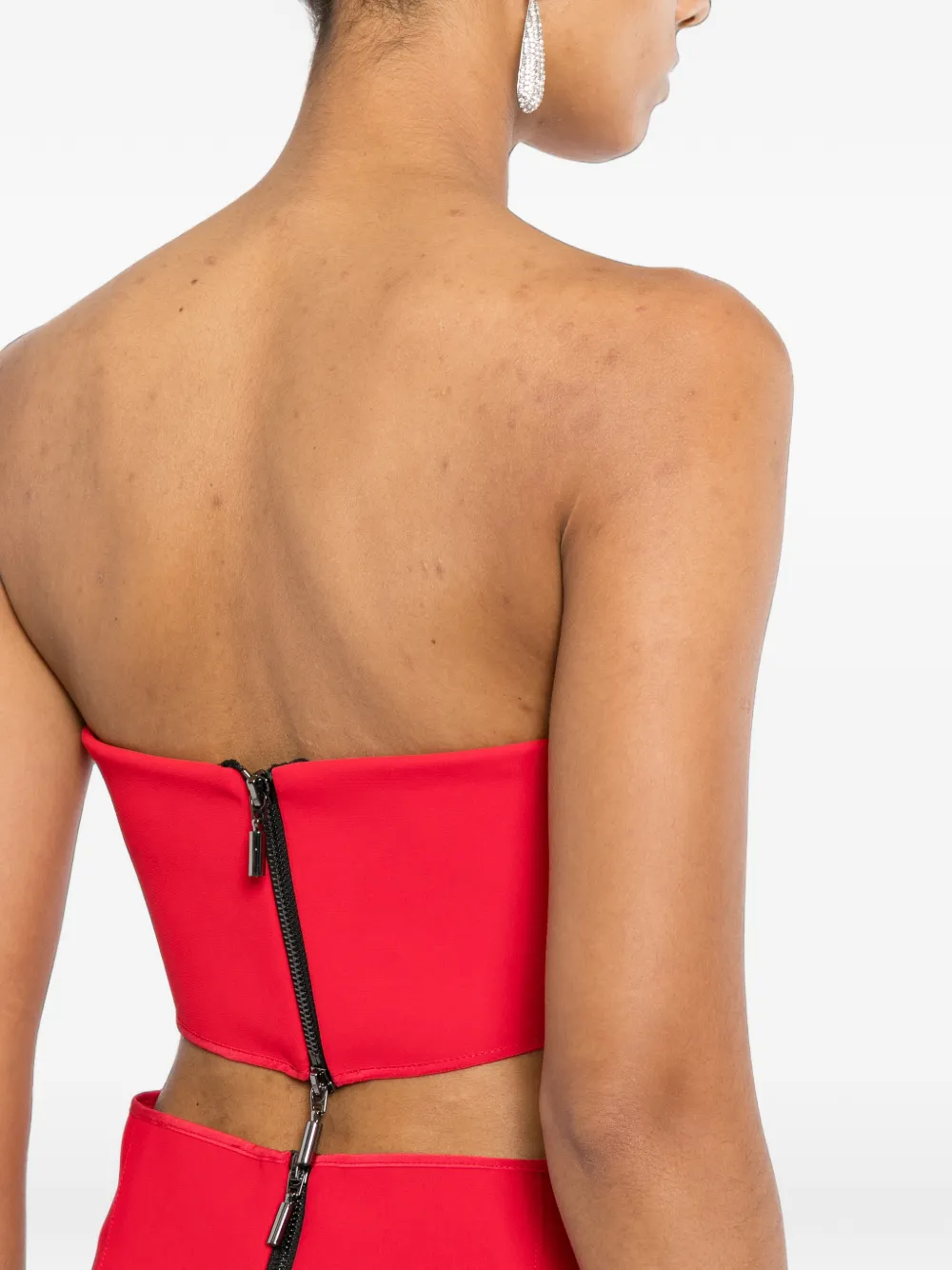 Maticevski Bonded Bandeau Blouse in Red, view 5