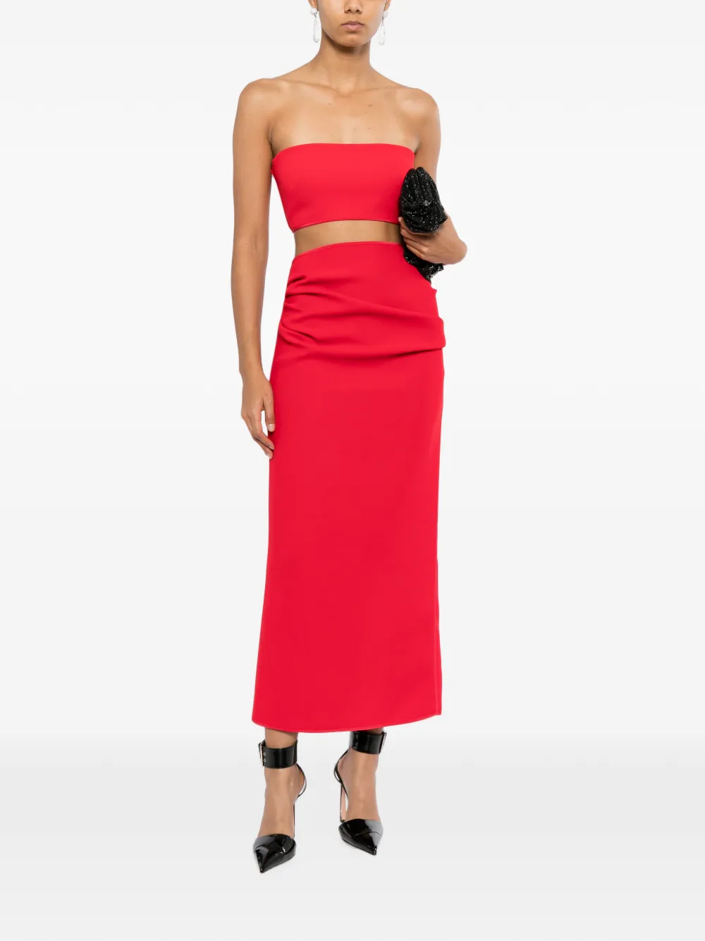 Maticevski Bonded Bandeau Blouse in Red, view 2