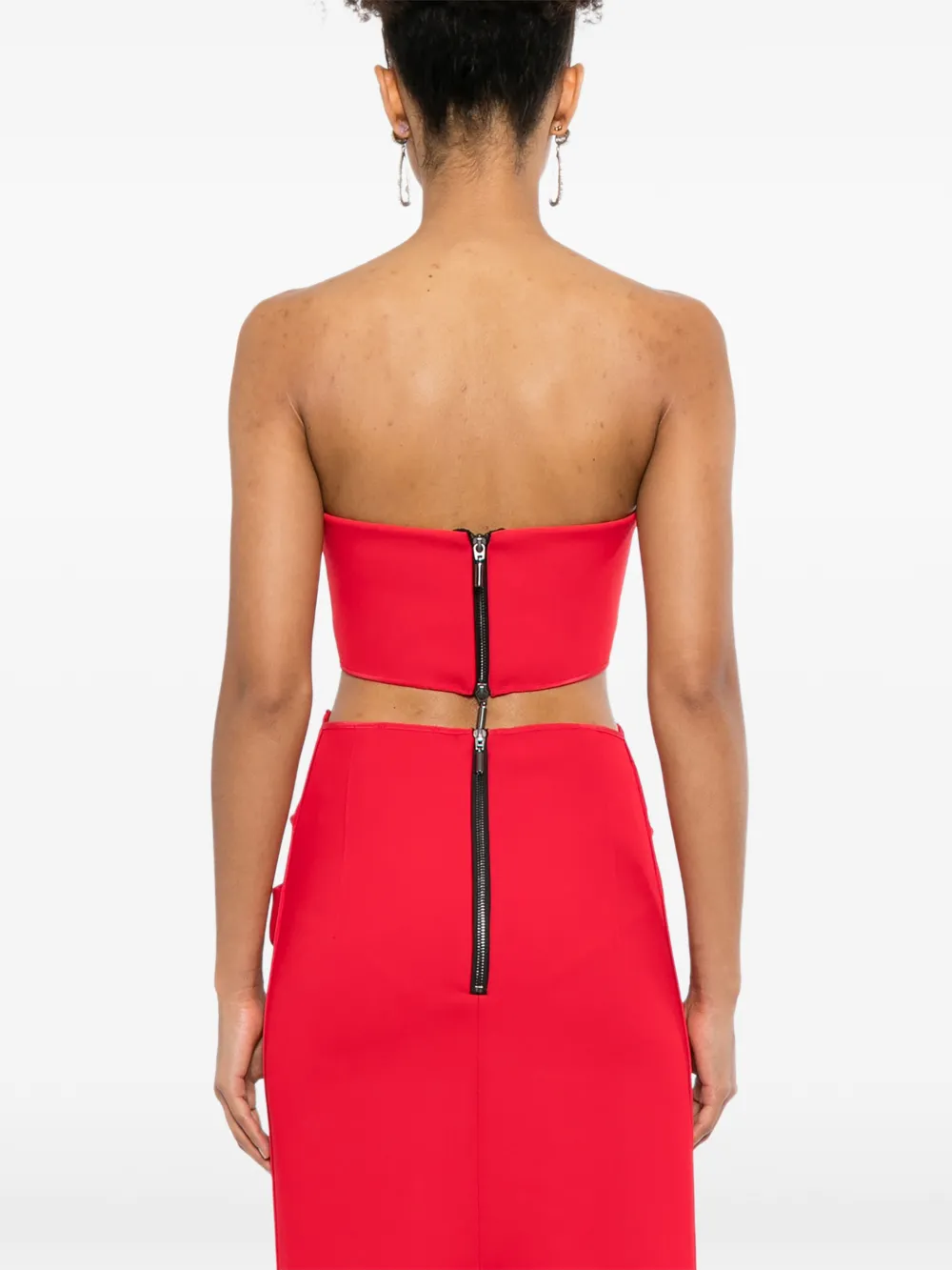 Maticevski Bonded Bandeau Blouse in Red, view 4