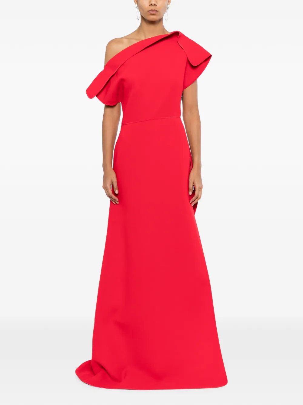 Maticevski Bonded Architectural Gown in Red, view 3