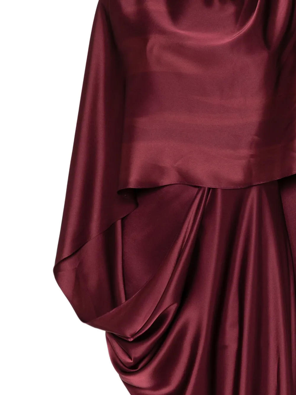 Isabel Sanchis Gedrapeerde avondjurk met cape Rood