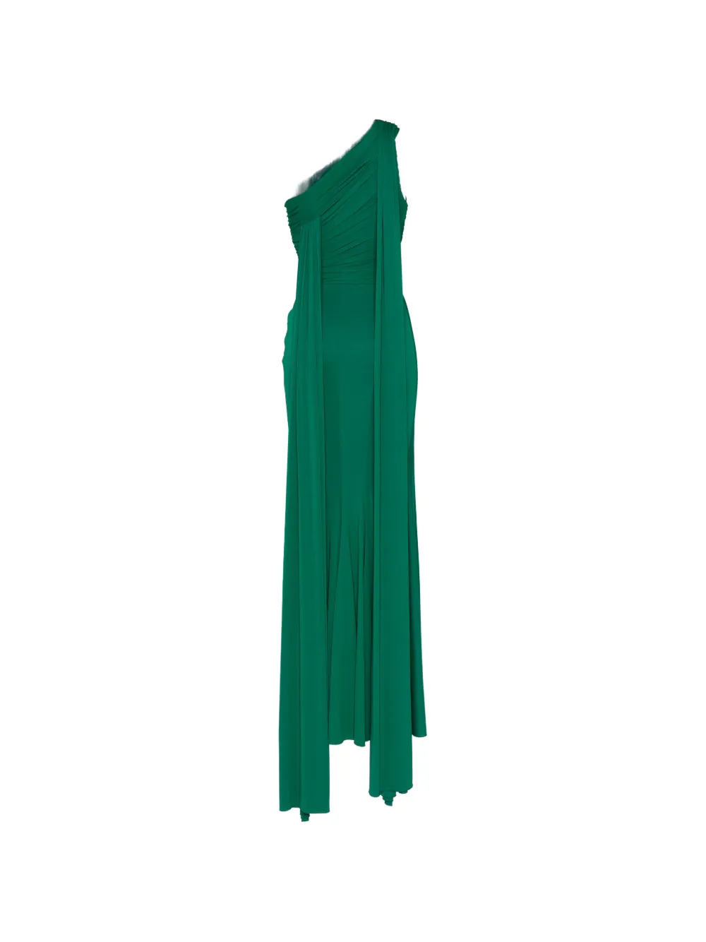 Herve L. Leroux Avondjurk met asymmetrische hals en sjerpdetail Groen