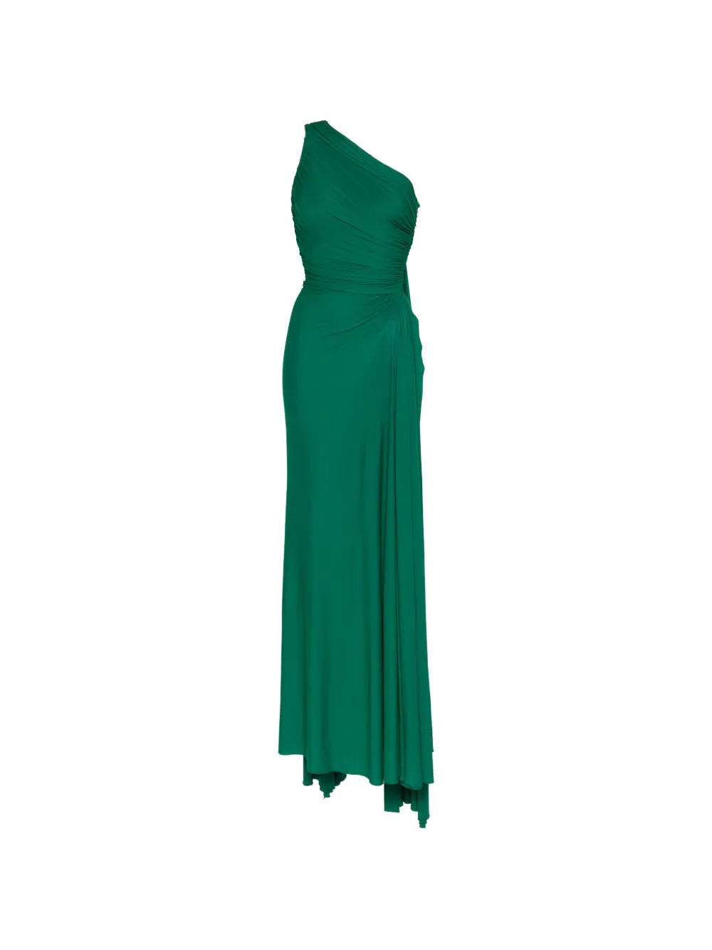 Herve L. Leroux asymmetric-neckline sash-detail gown