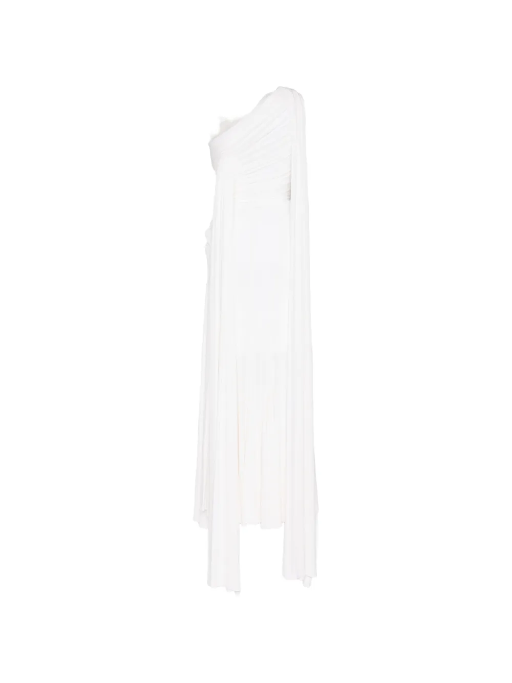 Herve L. Leroux Avondjurk met asymmetrische hals en sjerpdetail Wit