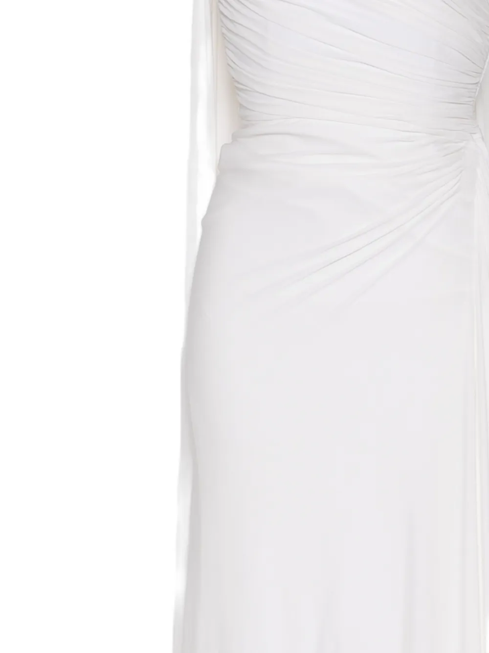 Herve L. Leroux Avondjurk met asymmetrische hals en sjerpdetail Wit