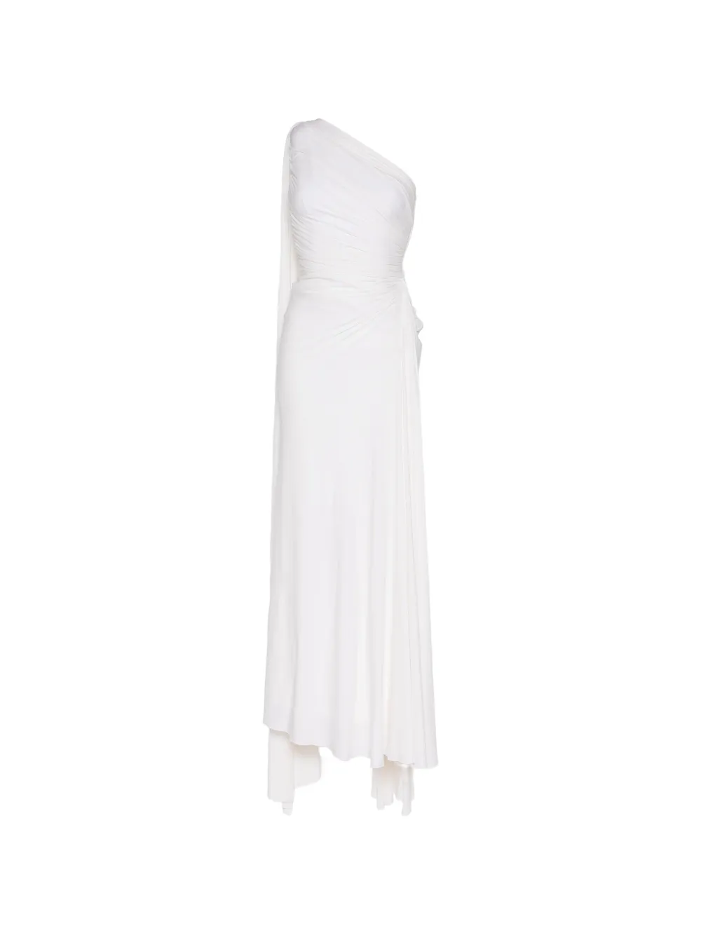 Herve L. Leroux Avondjurk met asymmetrische hals en sjerpdetail Wit