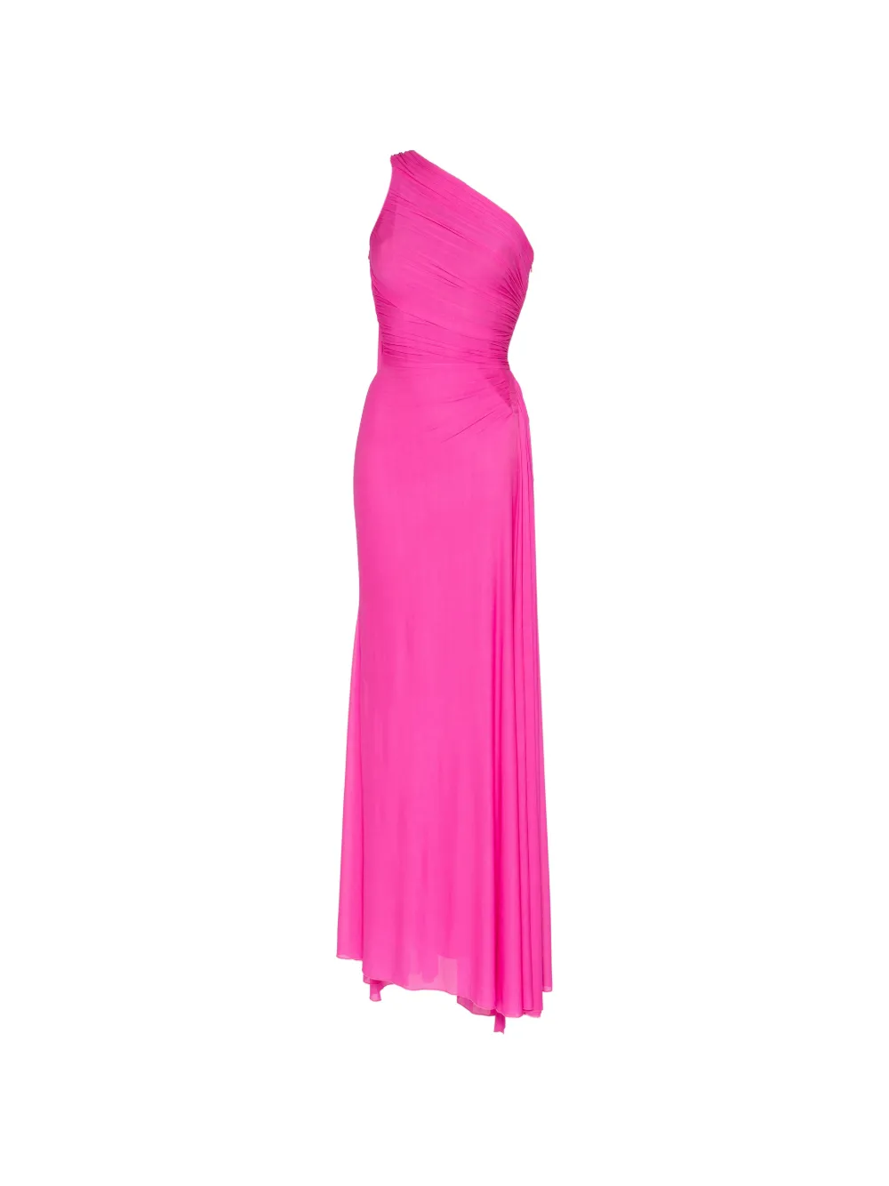 Herve L. Leroux asymmetric-neckline cape-sash gown