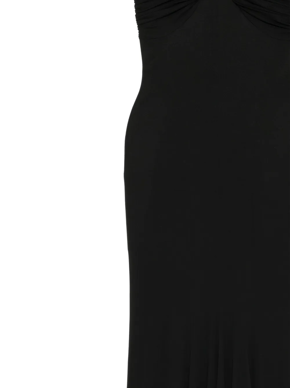Herve L. Leroux jersey pleated fishtail gown Zwart
